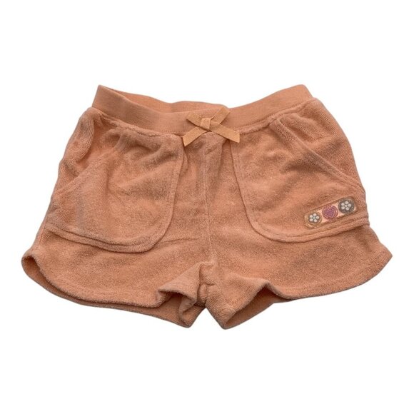 Carter's Baby Girl Orange Terry Shorts 12M With Floral & Heart Detail Pockets - Picture 1 of 6
